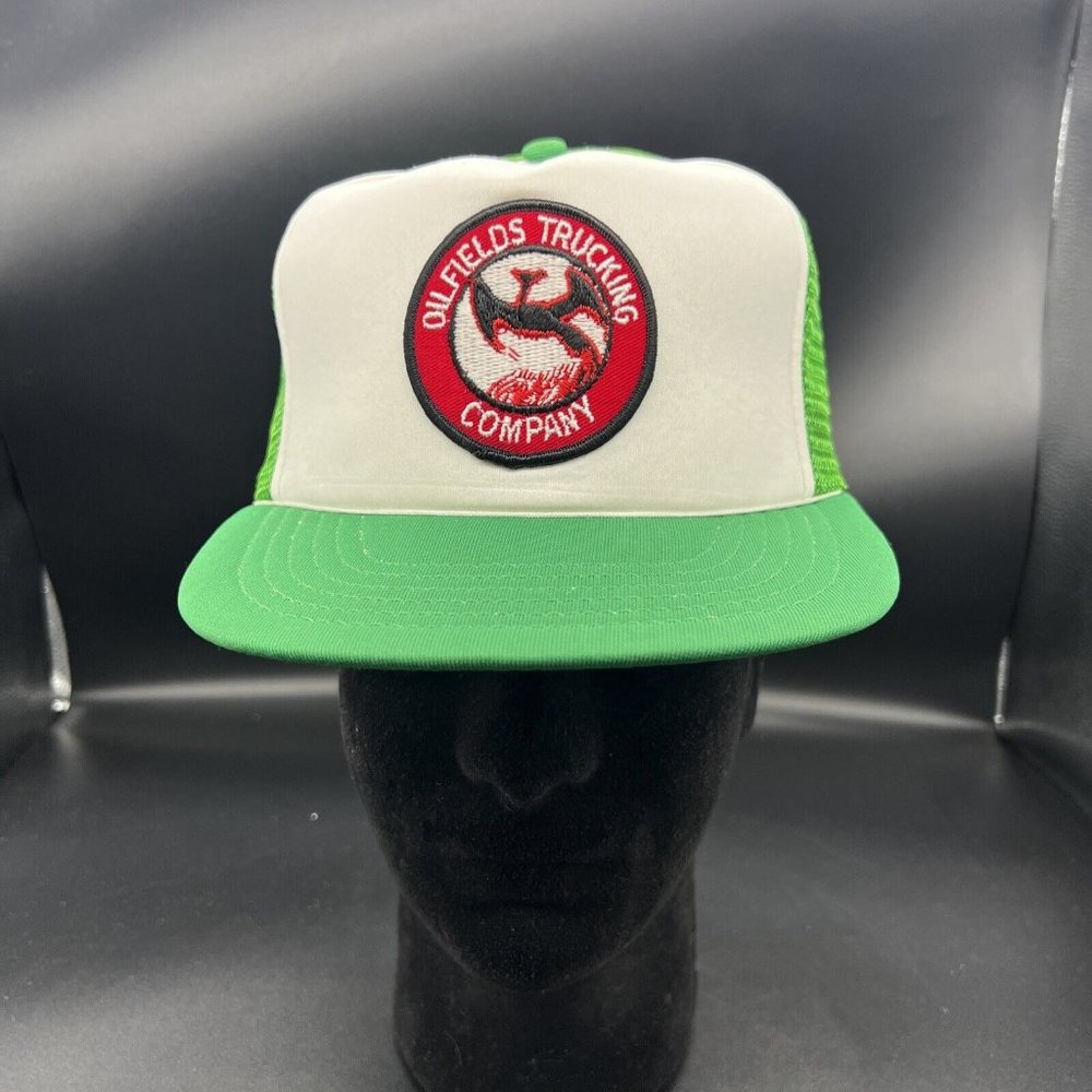 Vintage Oilfields Trucking Company Trucker Baseball Cap Hat Front Panel